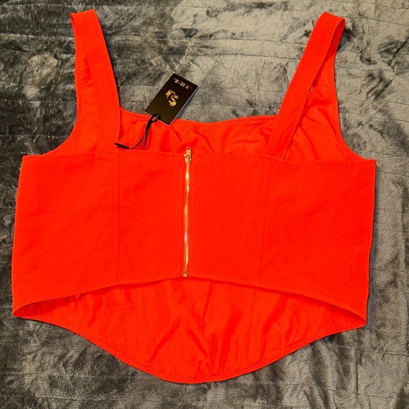 NWT Sincerely Jules Bright Red Corset Crop Top (XL) - Picture 2 of 5